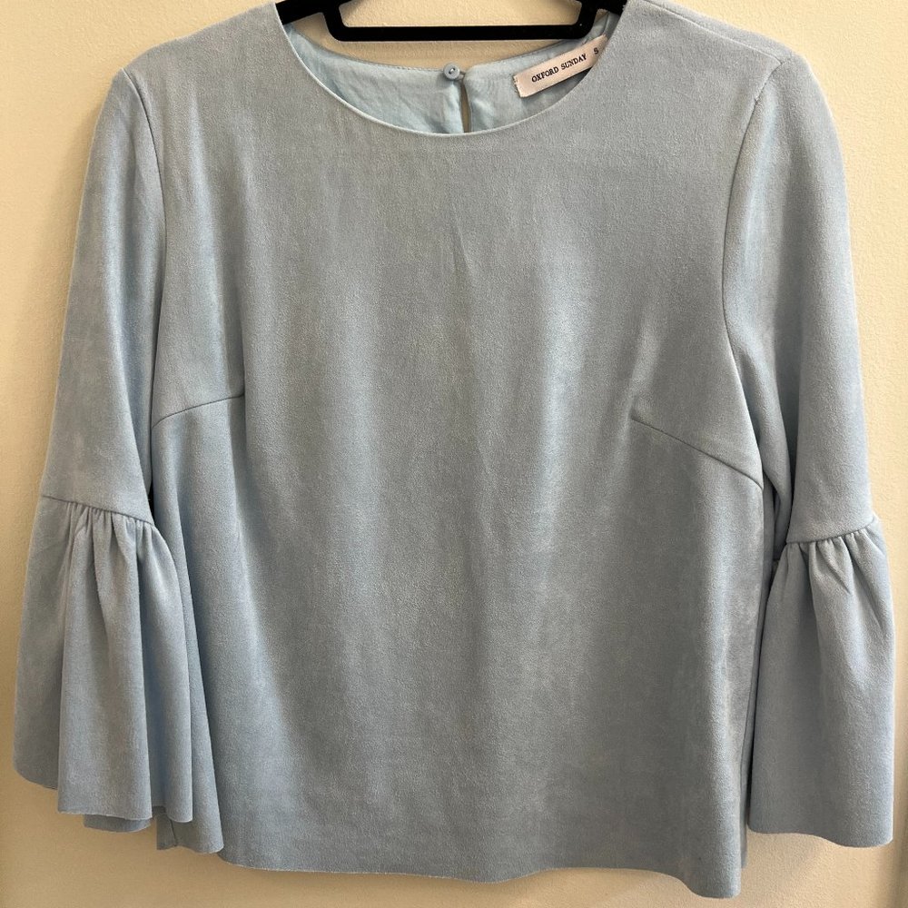 Oxford Sunday Size S Light Blue Suede Cropped Top